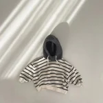 【73-100cm】 ボアフーディー ボーダー トレーナー - 画像 (4)