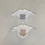 【66-90cm】ポケット付き ボーダー ロンパース - 画像 (3)
