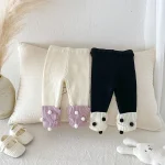 【66-100cm】 ボンボン付き カラー切り替え レギンス - 画像 (6)
