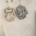 【66-90cm】 セーラー風 スクエア襟 セットアップ - 画像 (4)