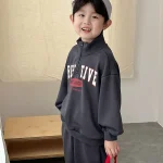 【80-130cm】 英字 ハーフジッパー セットアップ - 画像 (9)