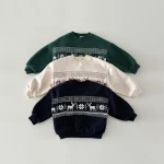 【80-130cm】 鹿柄 ボア付き トップス - 画像 (3)