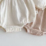 【66-90cm】 花柄 刺しゅう ロンパース - 画像 (6)