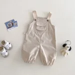 【73-120cm】 ポケット付き シンプル サロペット - 画像 (10)