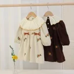 【80-130cm】 フリル襟 花柄 ワンピース - 画像 (6)