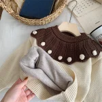 【90-130cm】 フリルビッグ襟 ニット トップス - 画像 (7)