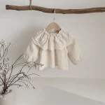 【73-100cm】 フリル フラワー襟 シャツ - 画像 (2)