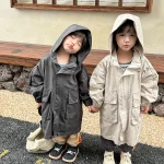 【80-150cm】 フード付き ロング アウター