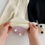 【66-100cm】 ボンボン付き カラー切り替え レギンス - 画像 (13)