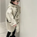 【90-150cm】 シンプルデザイン フーデッド コート - 画像 (4)