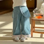 【90-140cm】 取り外し可能 スカート デニム パンツ