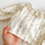 【66-100cm】 丸襟 小花柄 トップス ＆ サロペット ロンパース - 画像 (7)