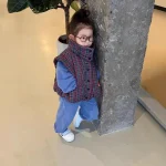 【80-120cm】 チェック ベスト