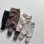 【80-130cm】韓国風 ボーダー レギンス - 画像 (5)