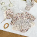 【66-90cm】 ワンピース風 花柄 ロンパース - 画像 (7)