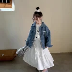 【90-150cm】 リボン付き デニム アウター - 画像 (4)