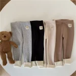 【80-130cm】 熊柄 レギンス