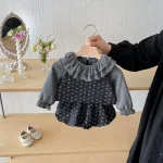【66-100cm】 インナーシャツ トップス＆小花柄 セットアップ 3点セット - 画像 (4)