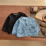 【73-110cm】 ポケット付き デニム アウター - 画像 (6)