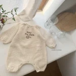 【66-100cm】 英字プリント リネン オールーインワン