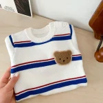 【66-100cm】熊柄ボーダー オールインワン - 画像 (5)