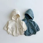【66-90cm】 フーディ ポケット付き ロンパース