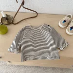 【73-100cm】 サイドボタン ボーダー シャツ - 画像 (7)