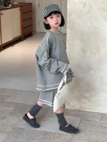 【90-150cm】 ボーダー カジュアル セットアップ