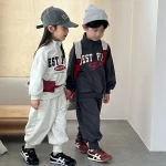 【80-130cm】 英字 ハーフジッパー セットアップ - 画像 (4)