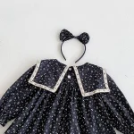 【66-140cm】 リボン 小花柄 ロンパース or ワンピース - 画像 (8)