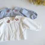 【66-100cm】 イチゴ刺繍 シャツ - 画像 (6)