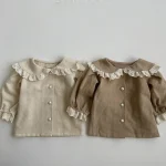 【73-120cm】 丸襟レース シャツ - 画像 (4)