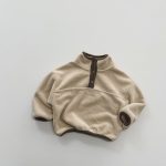 【80-130cm】 ボタン ハイネック フリース セーター - 画像 (3)