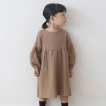【80-130cm】 パフスリーブ リネン ワンピース - 画像 (4)
