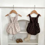 【66-100cm】 ドット サロペット ロンパース or 花柄インナー シャツ - 画像 (3)