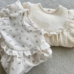 【66-90cm】 花柄 ナチュラル ロンパース - 画像 (3)