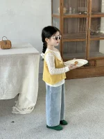 【90-140cm】 イエローキャミORデニム パンツ ORベージュ トップス - 画像 (4)