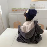 【80-150cm】 韓国風 暖かい フート付き ロングコート - 画像 (12)