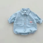 【66-90cm】 シンプル ポケット付き ロンパース - 画像 (6)
