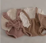 【66-90cm】INS映え 可愛い フリル  ニット サロペット - 画像 (9)