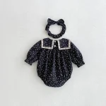 【66-140cm】 リボン 小花柄 ロンパース or ワンピース - 画像 (10)