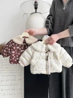 【66-100cm】 ボア襟 花柄 アウター
