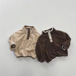 【80-130cm】 ボタン ハイネック フリース セーター