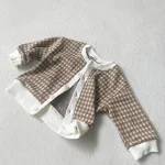 【73-100cm】チェック柄帽子＋ トップス ＋ スカート セットアップ - 画像 (5)
