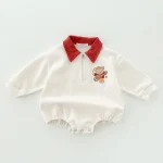 【66-90cm】熊柄ポロ ロンパース - 画像 (3)