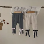 【66-100cm】新作 リボン リブ レギンス