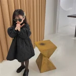 【90-140cm】 フラワーキルティング ロング コート - 画像 (9)