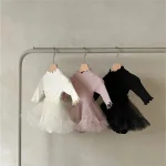 【66-90cm】 リボン チュール ワンピース