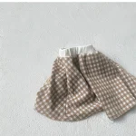 【73-100cm】チェック柄帽子＋ トップス ＋ スカート セットアップ - 画像 (6)