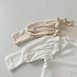 【66-90cm】 パフスリーブノーカラー ロンパース    LB5493 - 画像 (6)